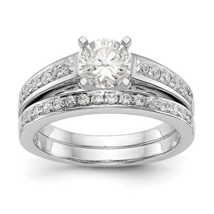 14K White Gold Diamond Peg Set CZ Engagement Ring