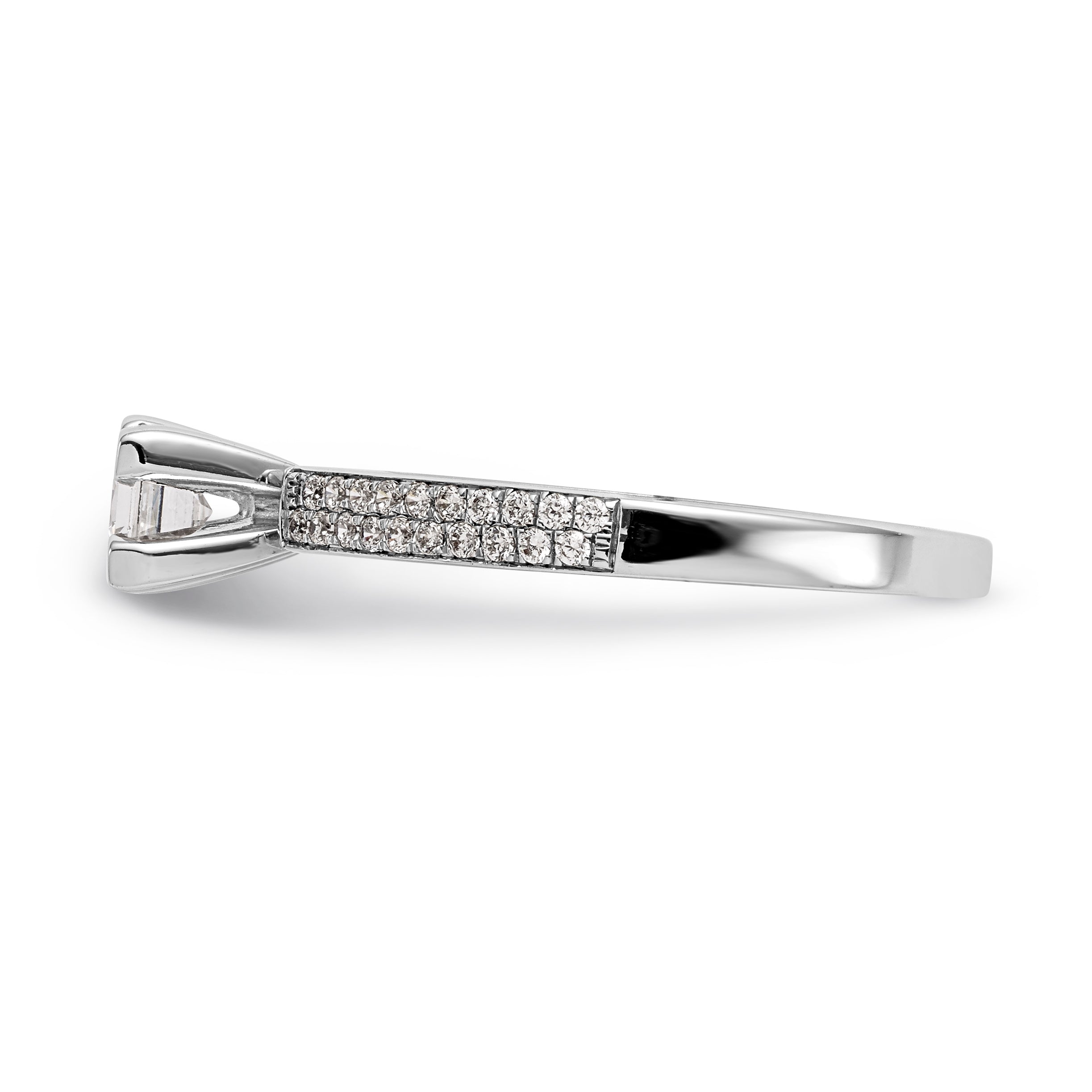 14K White Gold Diamond Peg Set CZ Engagement Ring