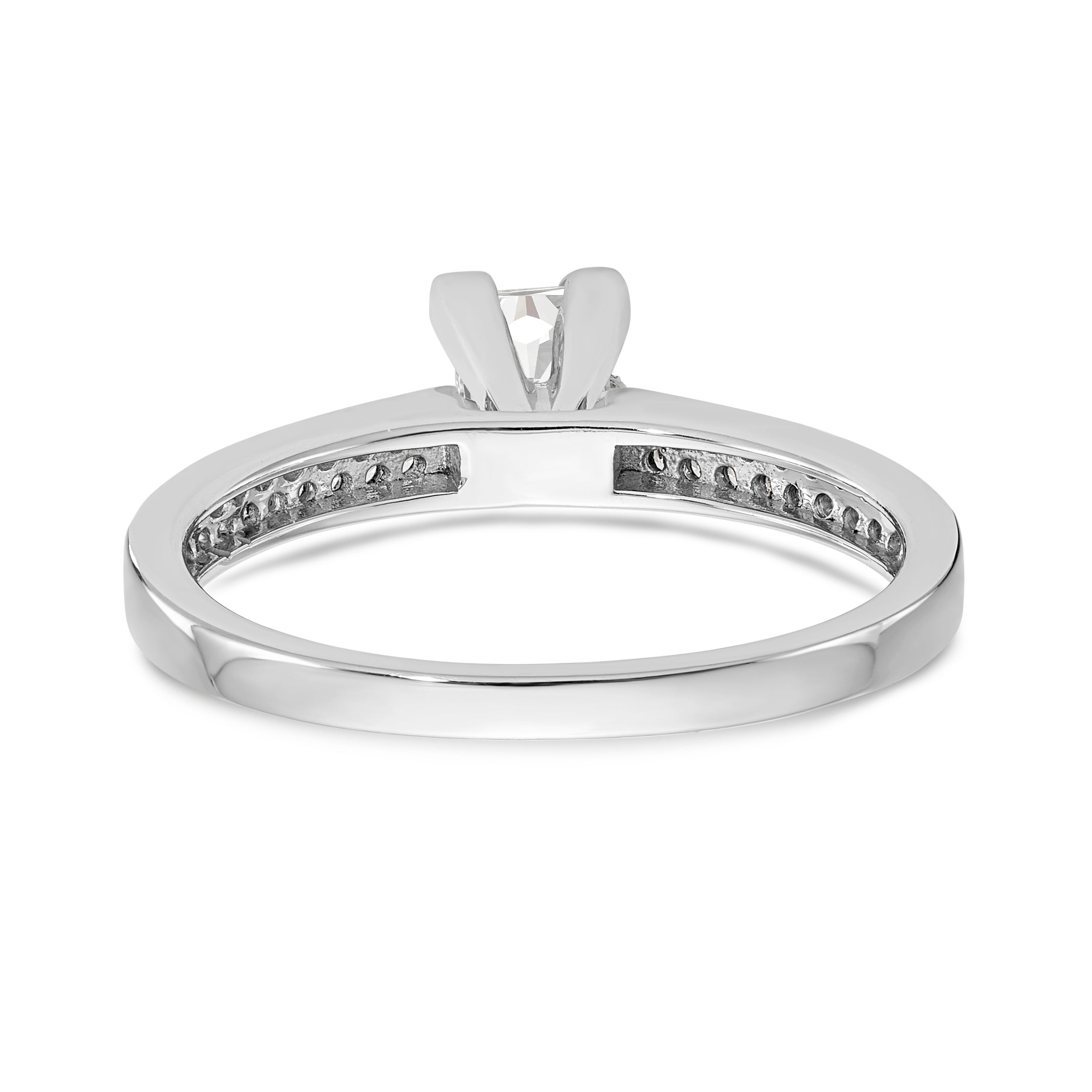 14K White Gold Diamond Peg Set CZ Engagement Ring