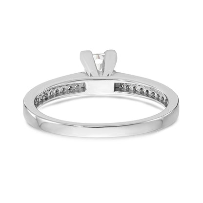14K White Gold Diamond Peg Set CZ Engagement Ring