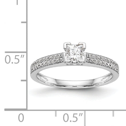 14K White Gold Diamond Peg Set CZ Engagement Ring
