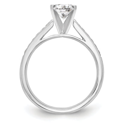 14K White Gold Diamond Peg Set CZ Engagement Ring