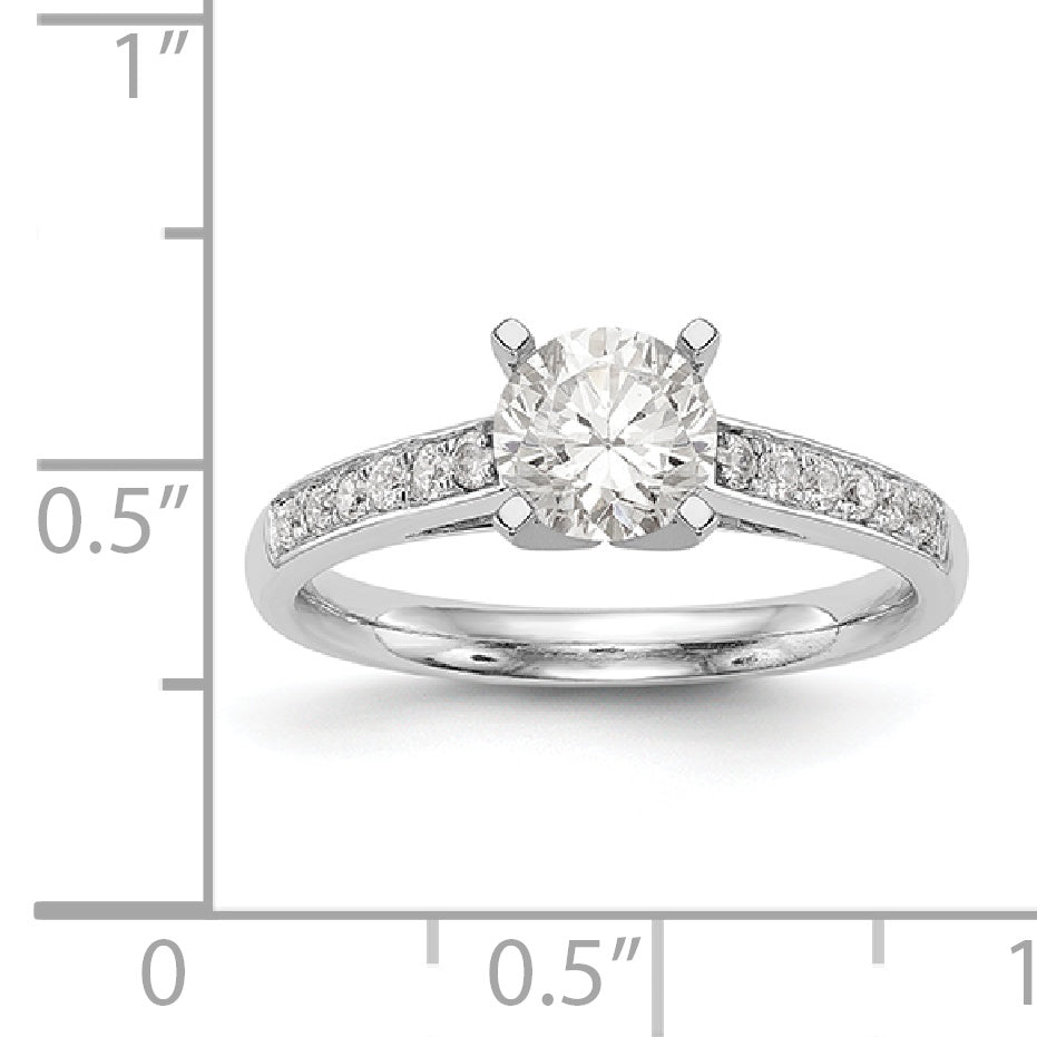 14K White Gold Diamond Peg Set CZ Engagement Ring