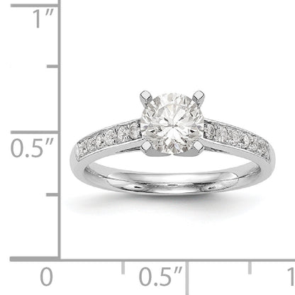 14K White Gold Diamond Peg Set CZ Engagement Ring