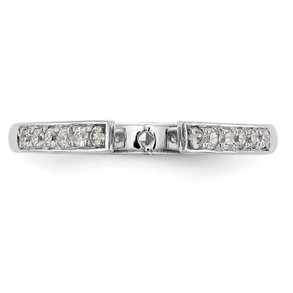 14K White Gold Diamond Peg Set CZ Engagement Ring