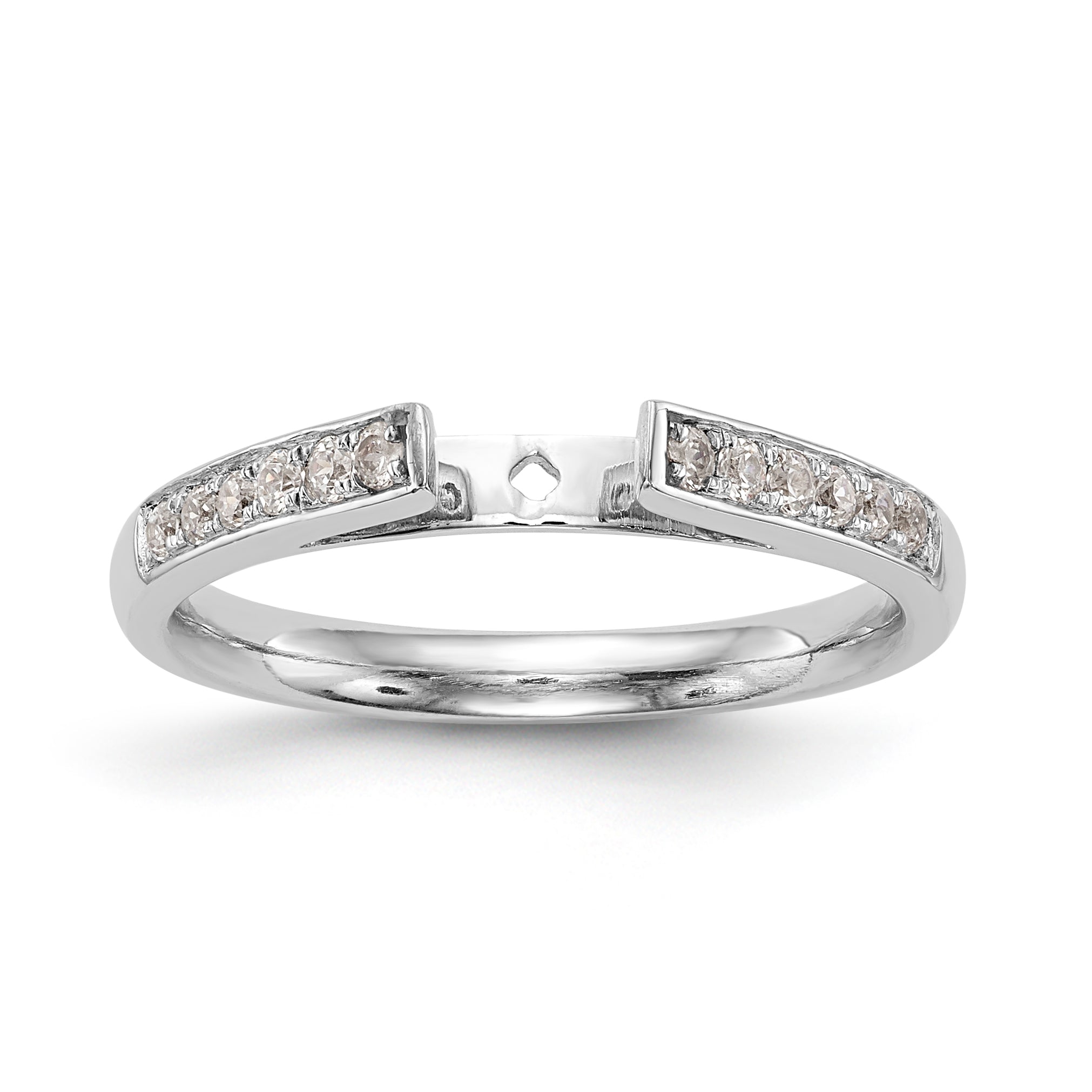 14K White Gold Diamond Peg Set CZ Engagement Ring