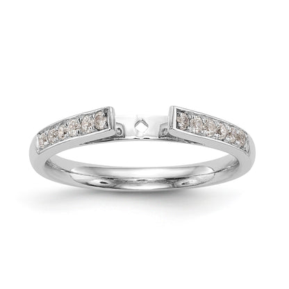 14K White Gold Diamond Peg Set CZ Engagement Ring