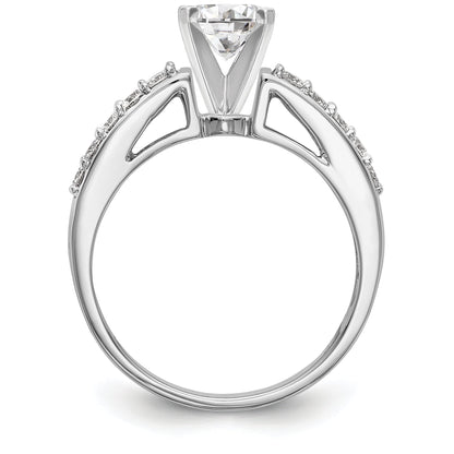 14K White Gold Diamond Peg Set CZ Engagement Ring