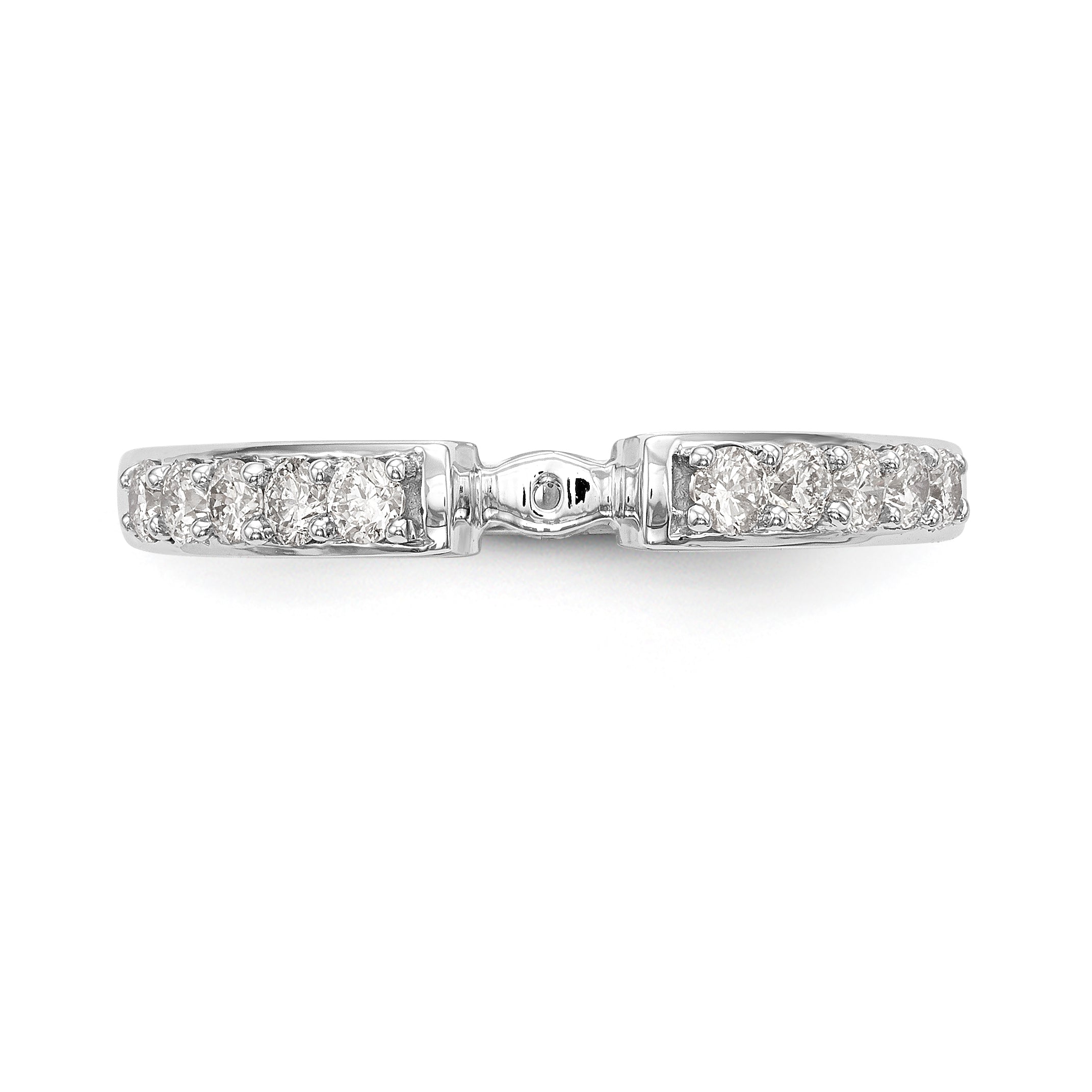 14K White Gold Diamond Peg Set CZ Engagement Ring