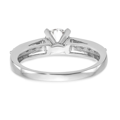 14K White Gold Diamond Peg Set CZ Engagement Ring