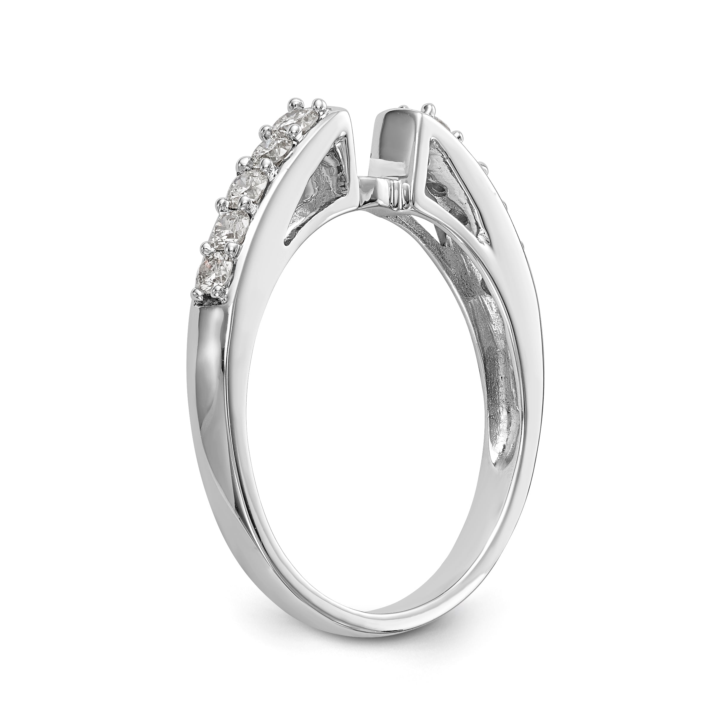 14K White Gold Diamond Peg Set CZ Engagement Ring