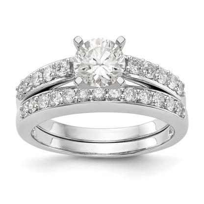 14K White Gold Diamond Peg Set CZ Engagement Ring