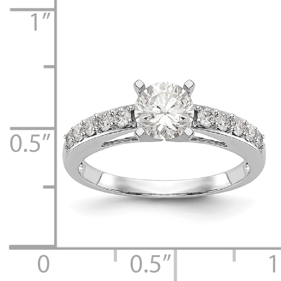 14K White Gold Diamond Peg Set CZ Engagement Ring
