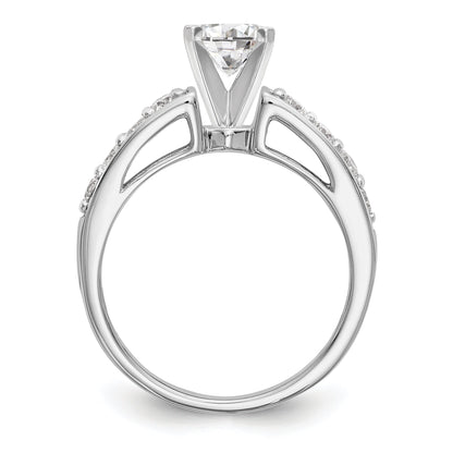 14K White Gold Diamond Peg Set CZ Engagement Ring