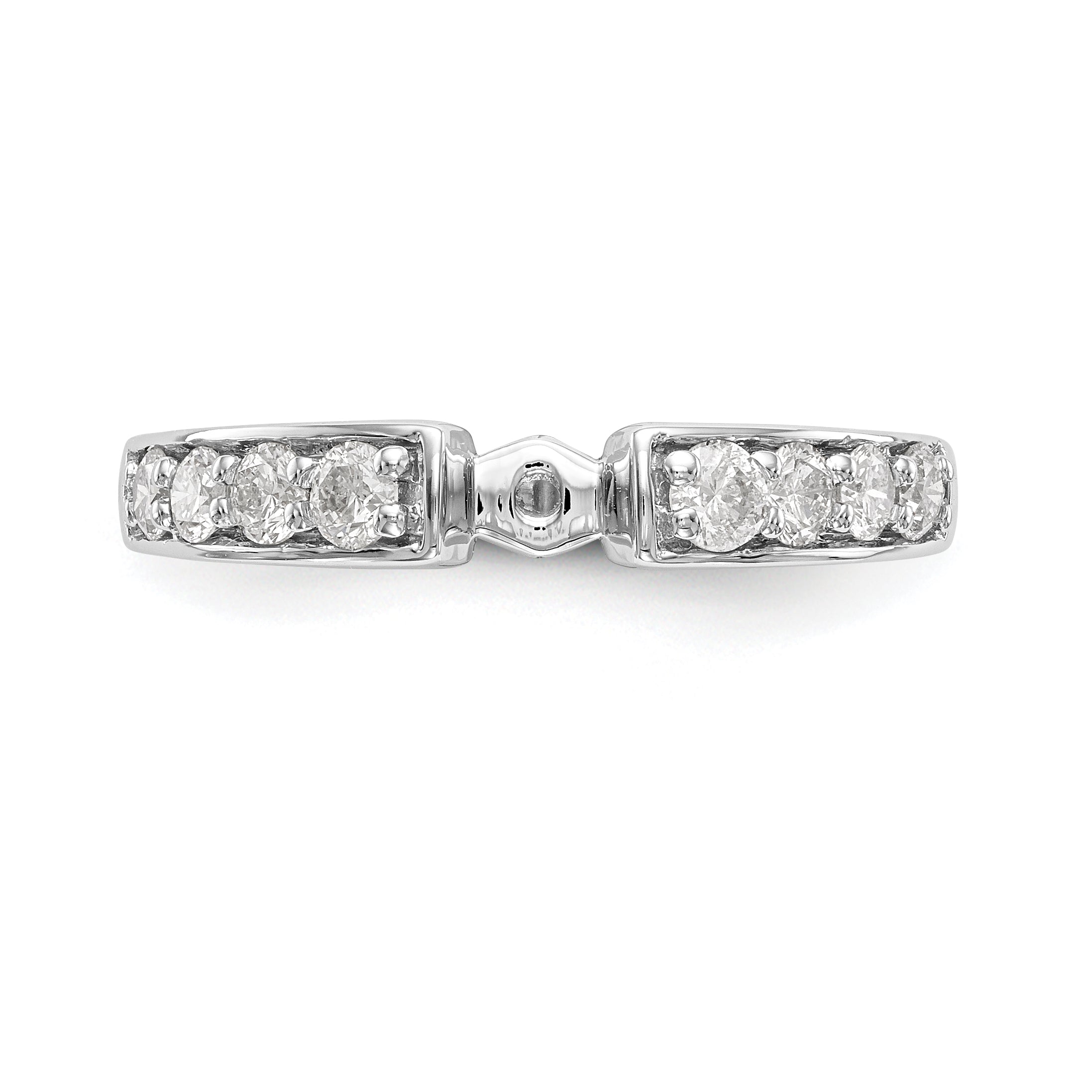 14K White Gold Diamond Peg Set CZ Engagement Ring