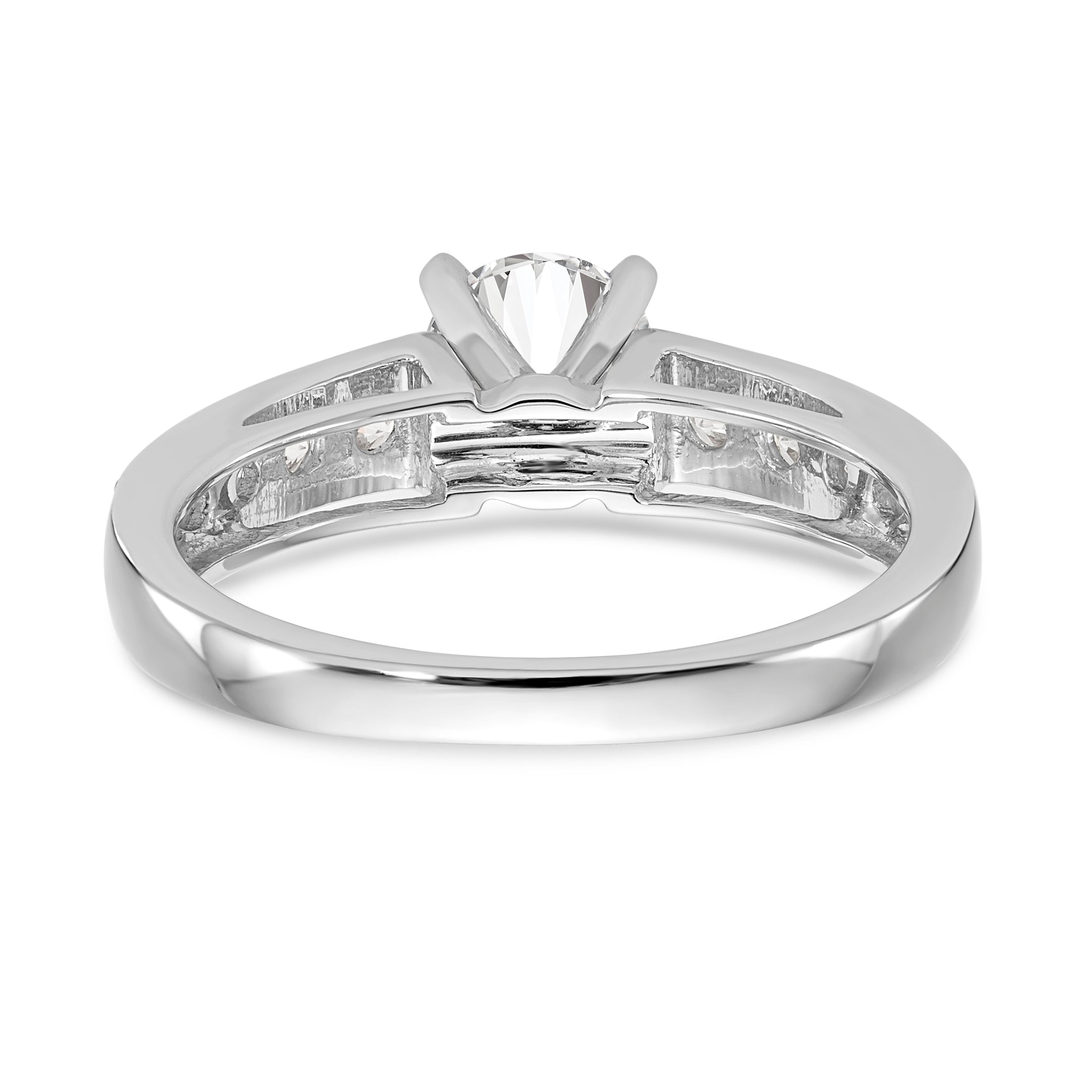 14K White Gold Diamond Peg Set CZ Engagement Ring