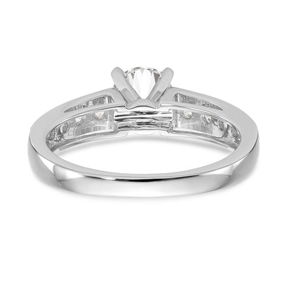 14K White Gold Diamond Peg Set CZ Engagement Ring