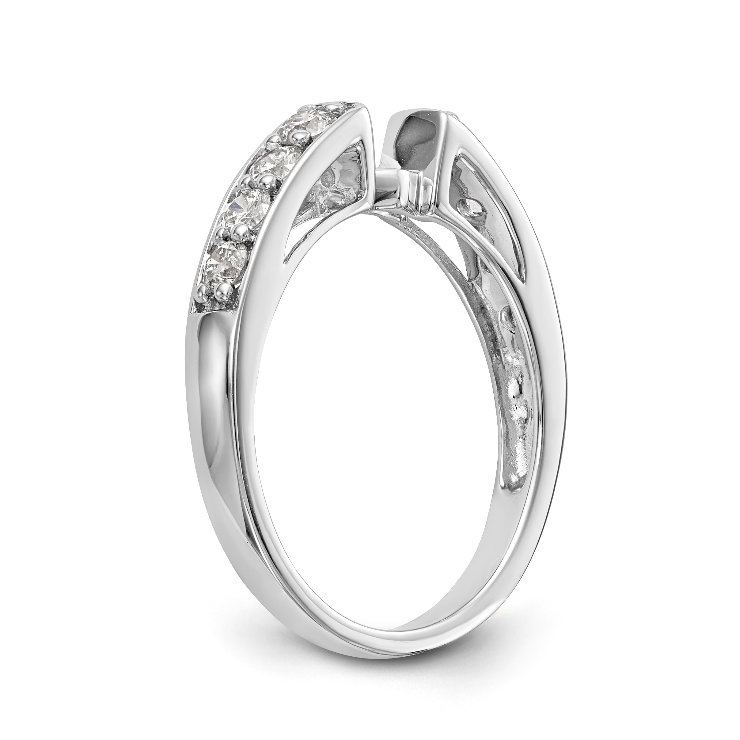 14K White Gold Diamond Peg Set CZ Engagement Ring
