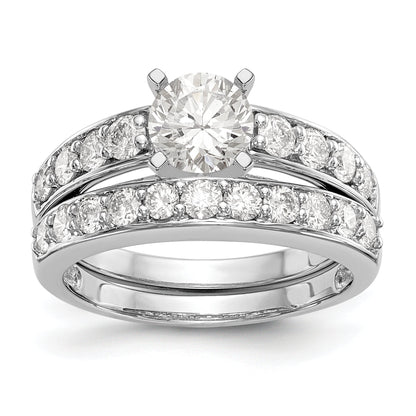 14K White Gold Diamond Peg Set CZ Engagement Ring