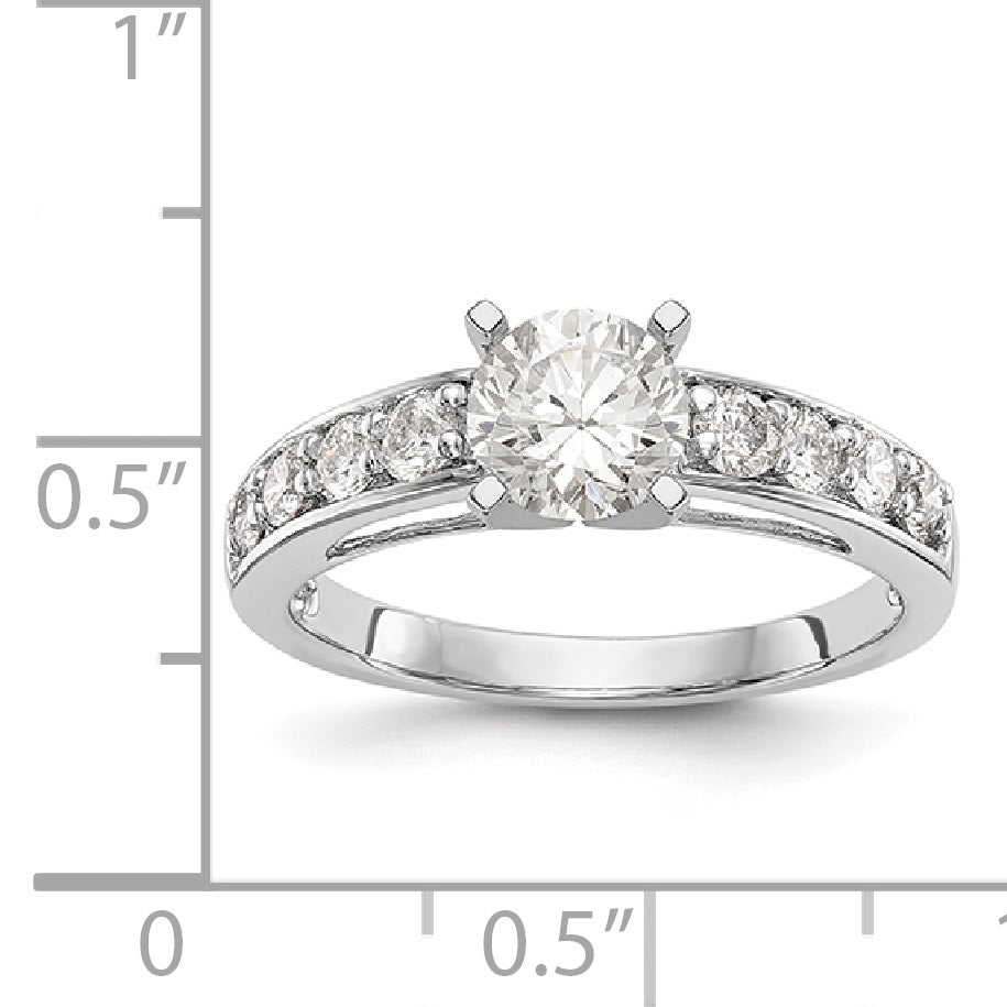 14K White Gold Diamond Peg Set CZ Engagement Ring