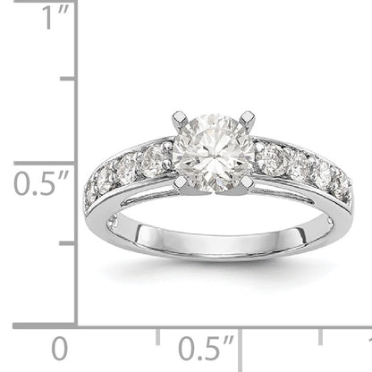 14K White Gold Diamond Peg Set CZ Engagement Ring