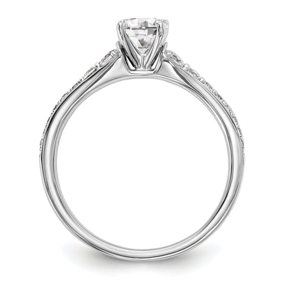 14K White Gold Diamond Peg Set CZ Engagement Ring