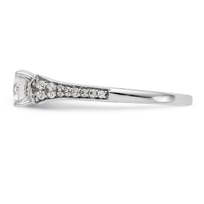 14K White Gold Diamond Peg Set CZ Engagement Ring