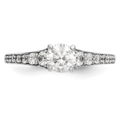 14K White Gold Diamond Peg Set CZ Engagement Ring