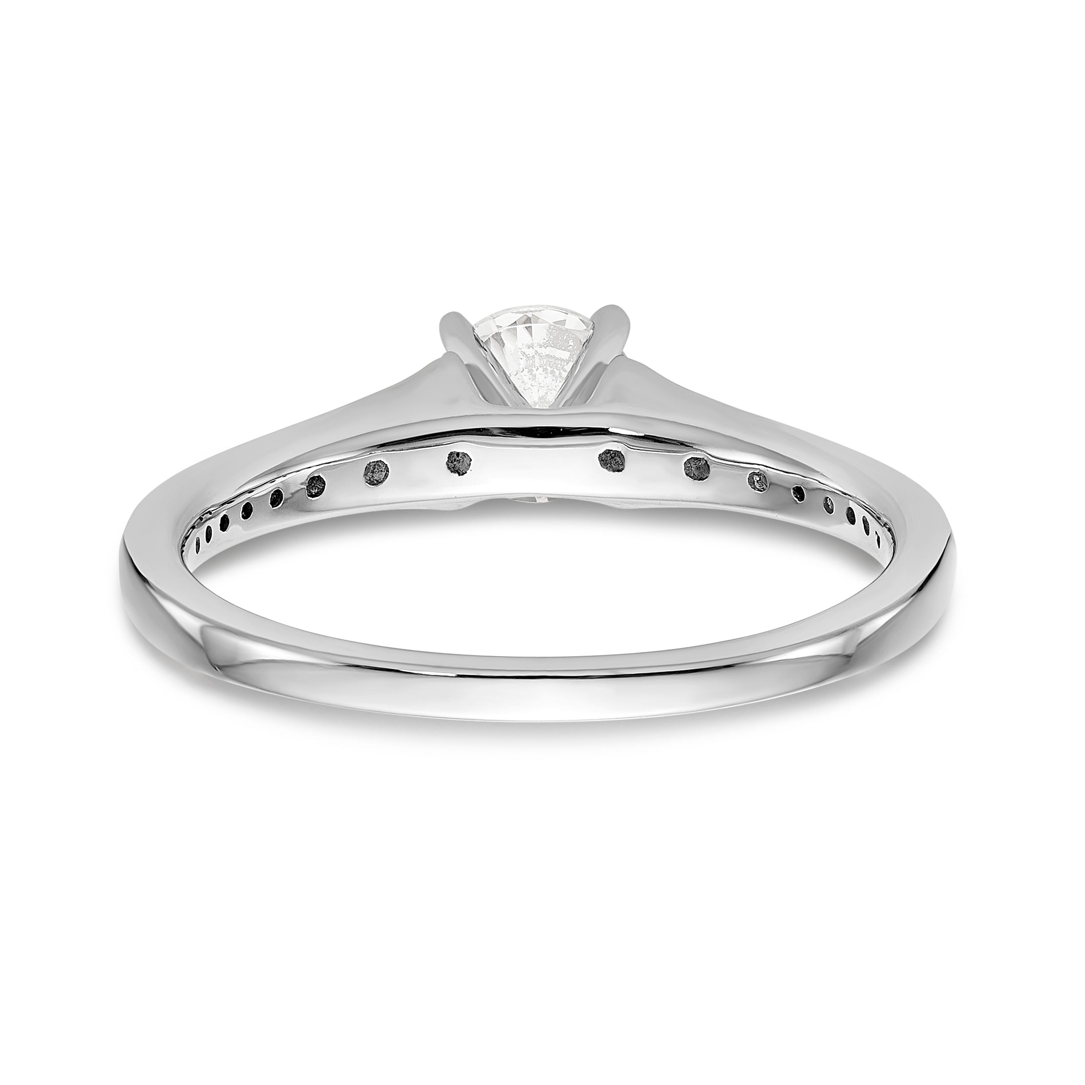 14K White Gold Diamond Peg Set CZ Engagement Ring