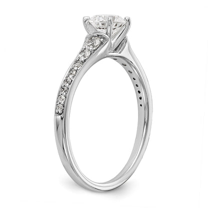 14K White Gold Diamond Peg Set CZ Engagement Ring