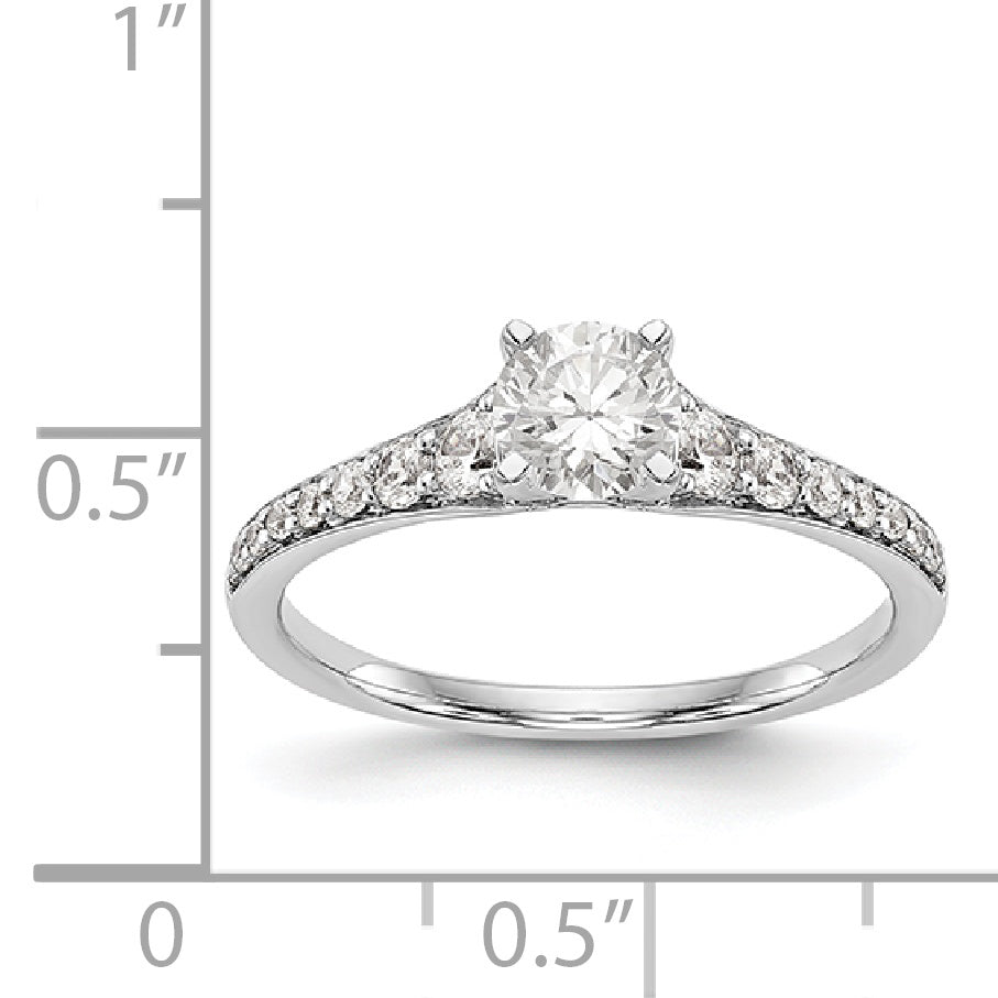14K White Gold Diamond Peg Set CZ Engagement Ring