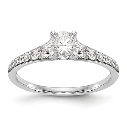 14K White Gold Diamond Peg Set CZ Engagement Ring
