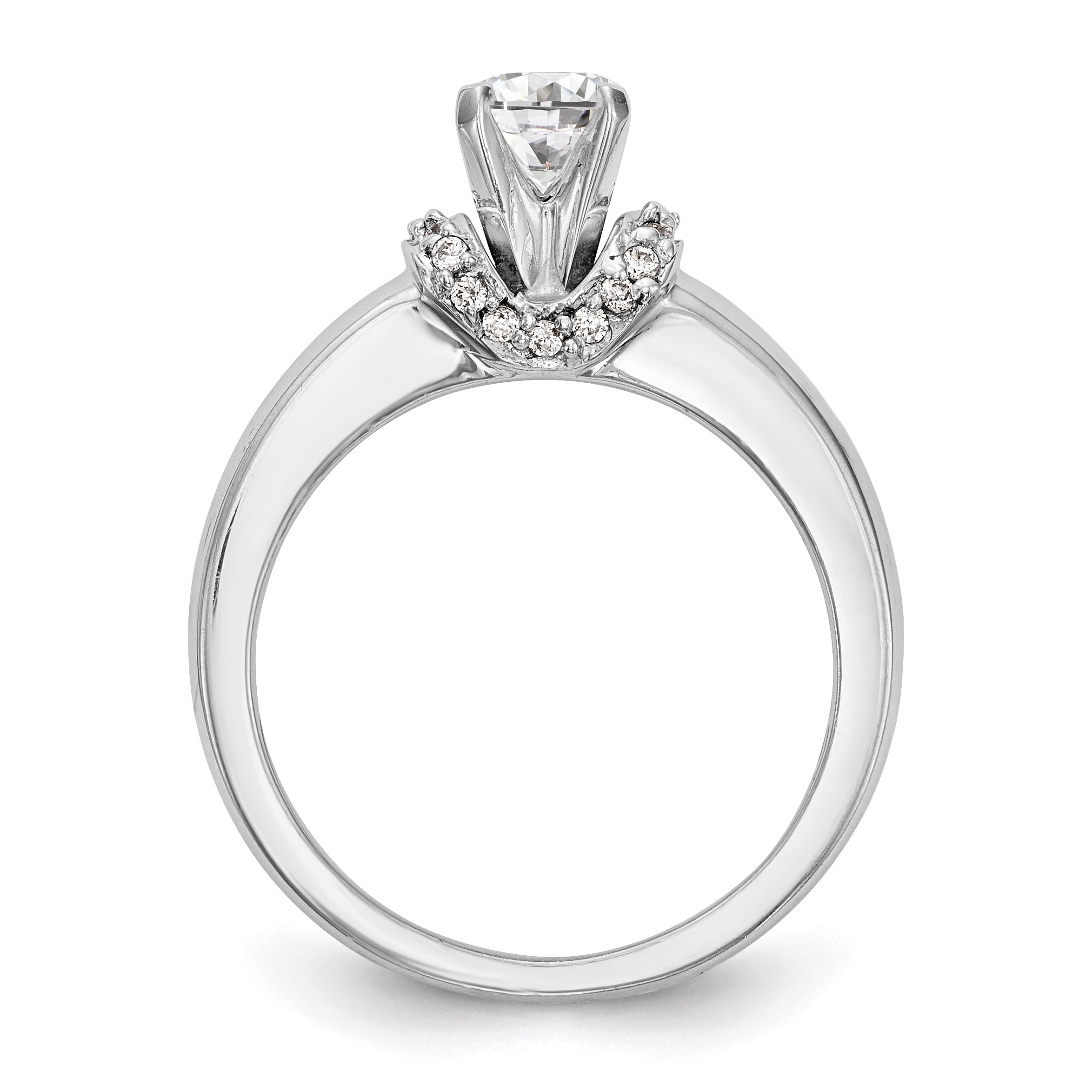 14K White Gold Diamond Peg Set CZ Engagement Ring