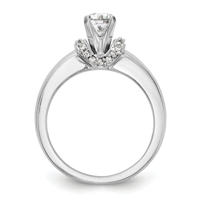 14K White Gold Diamond Peg Set CZ Engagement Ring