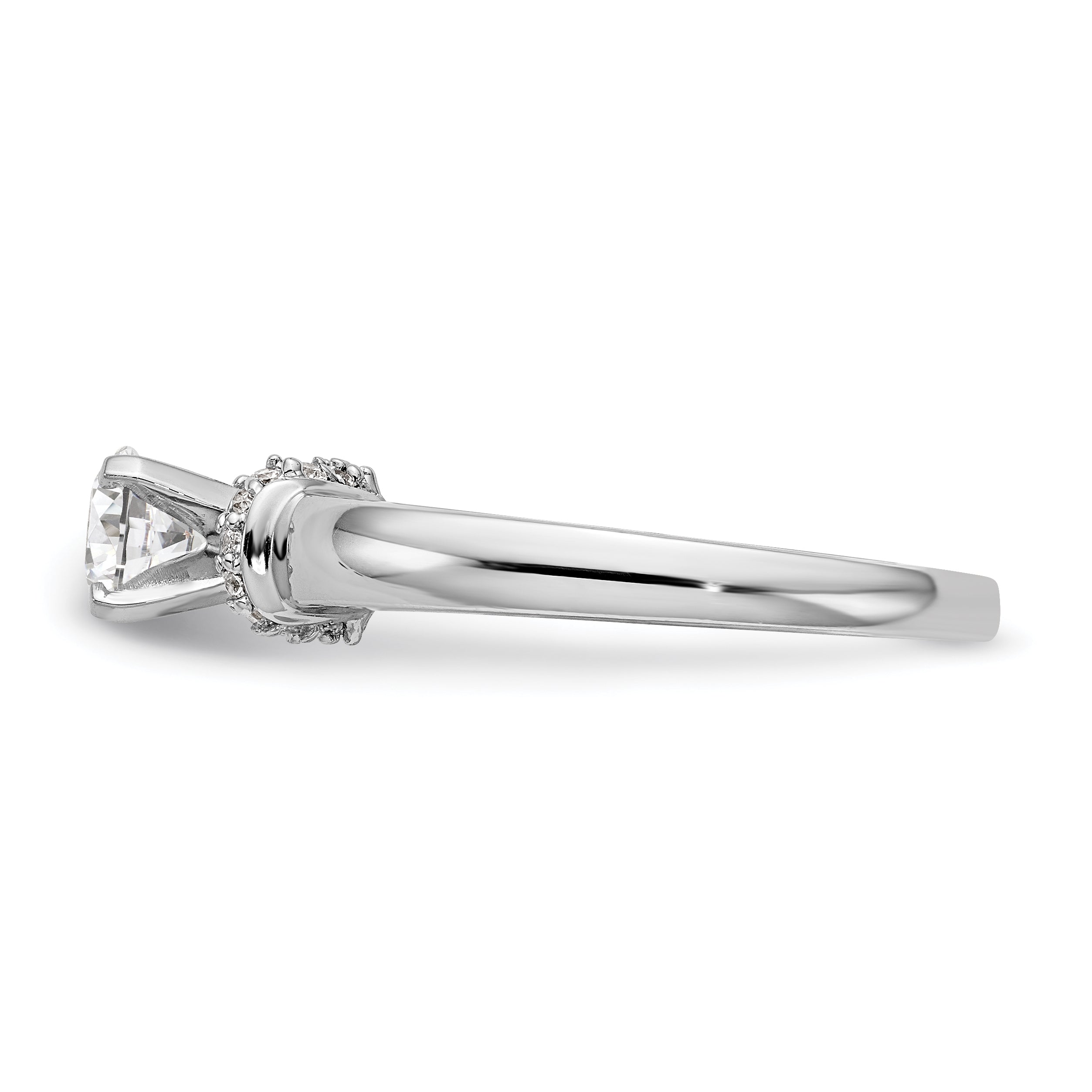 14K White Gold Diamond Peg Set CZ Engagement Ring