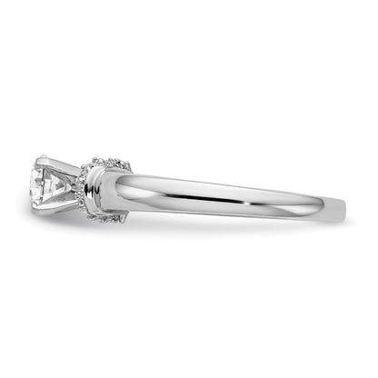 14K White Gold Diamond Peg Set CZ Engagement Ring