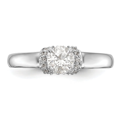 14K White Gold Diamond Peg Set CZ Engagement Ring