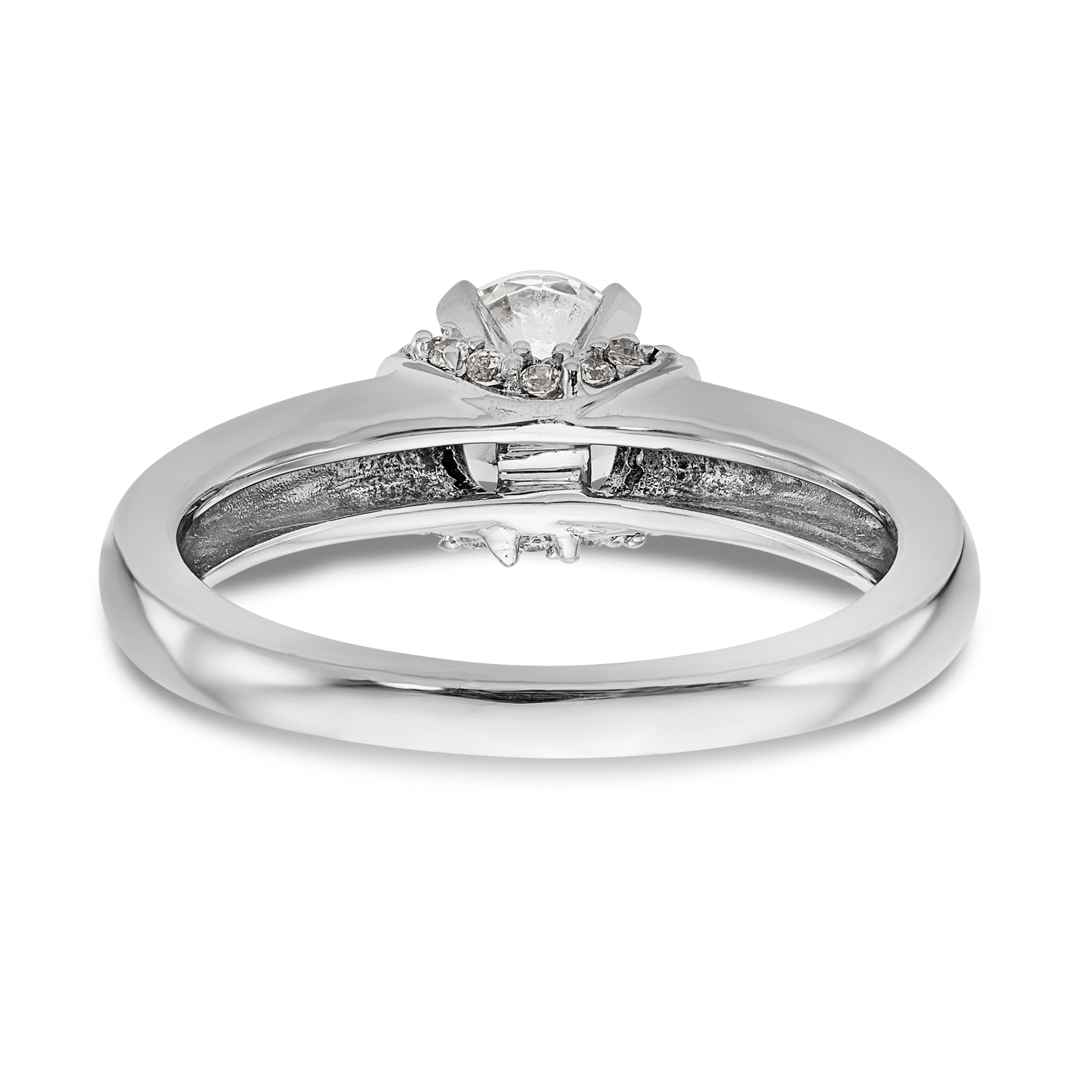 14K White Gold Diamond Peg Set CZ Engagement Ring