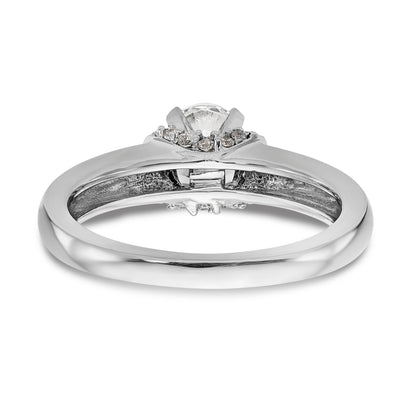14K White Gold Diamond Peg Set CZ Engagement Ring