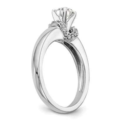 14K White Gold Diamond Peg Set CZ Engagement Ring