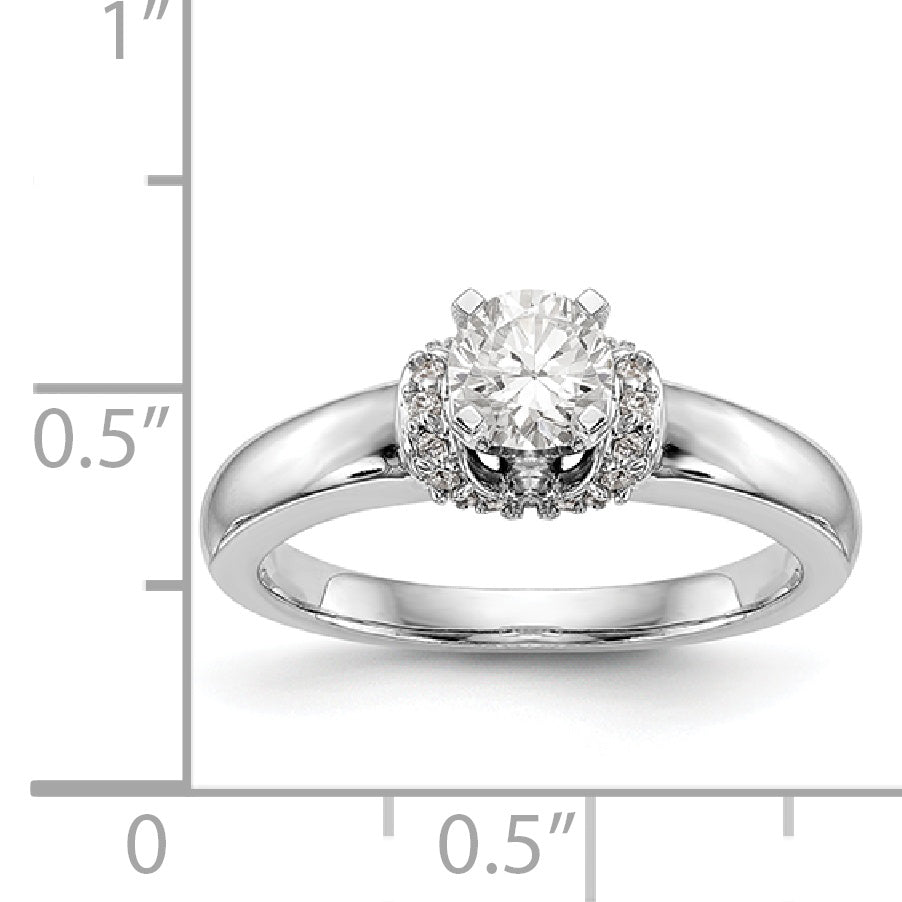 14K White Gold Diamond Peg Set CZ Engagement Ring