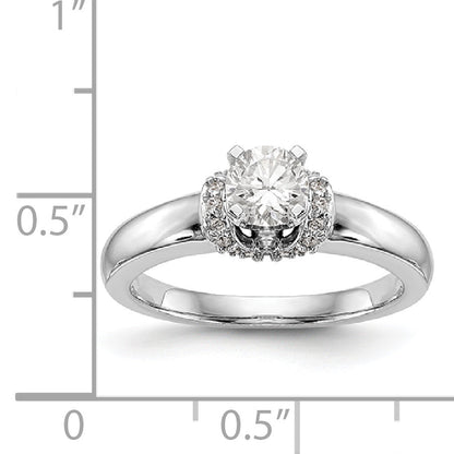 14K White Gold Diamond Peg Set CZ Engagement Ring