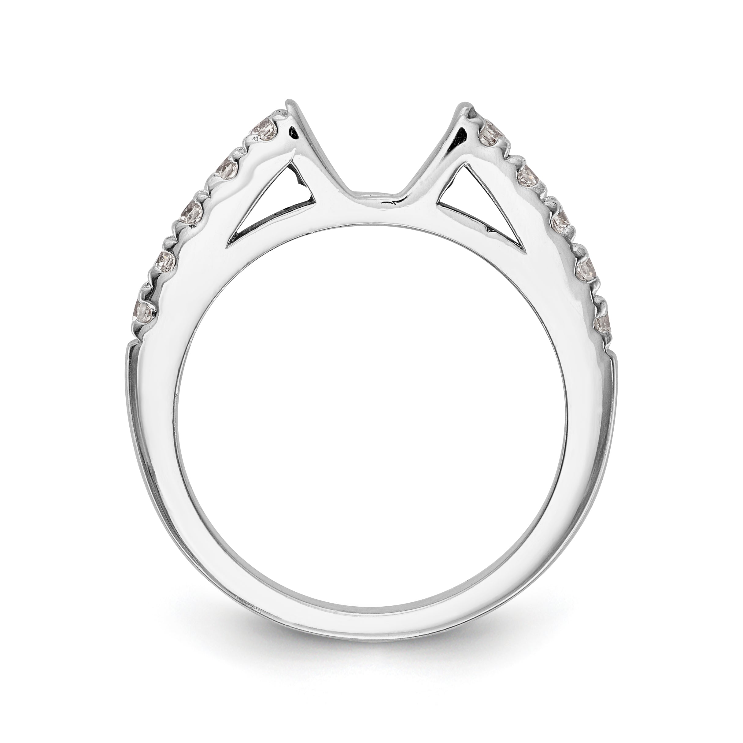 14K White Gold Diamond Peg Set CZ Engagement Ring