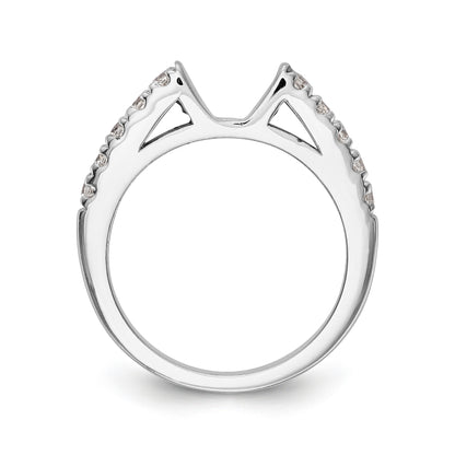 14K White Gold Diamond Peg Set CZ Engagement Ring