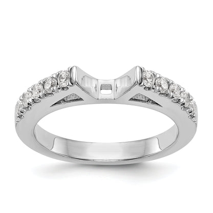 14K White Gold Diamond Peg Set CZ Engagement Ring