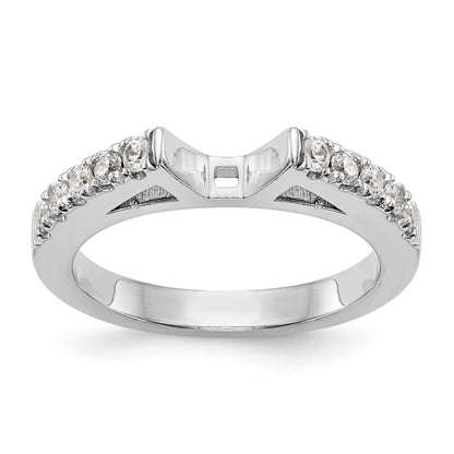 14K White Gold Diamond Peg Set CZ Engagement Ring