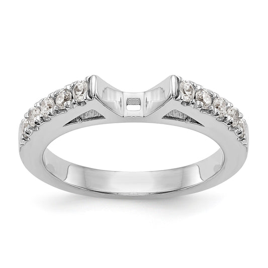 14K White Gold Diamond Peg Set CZ Engagement Ring