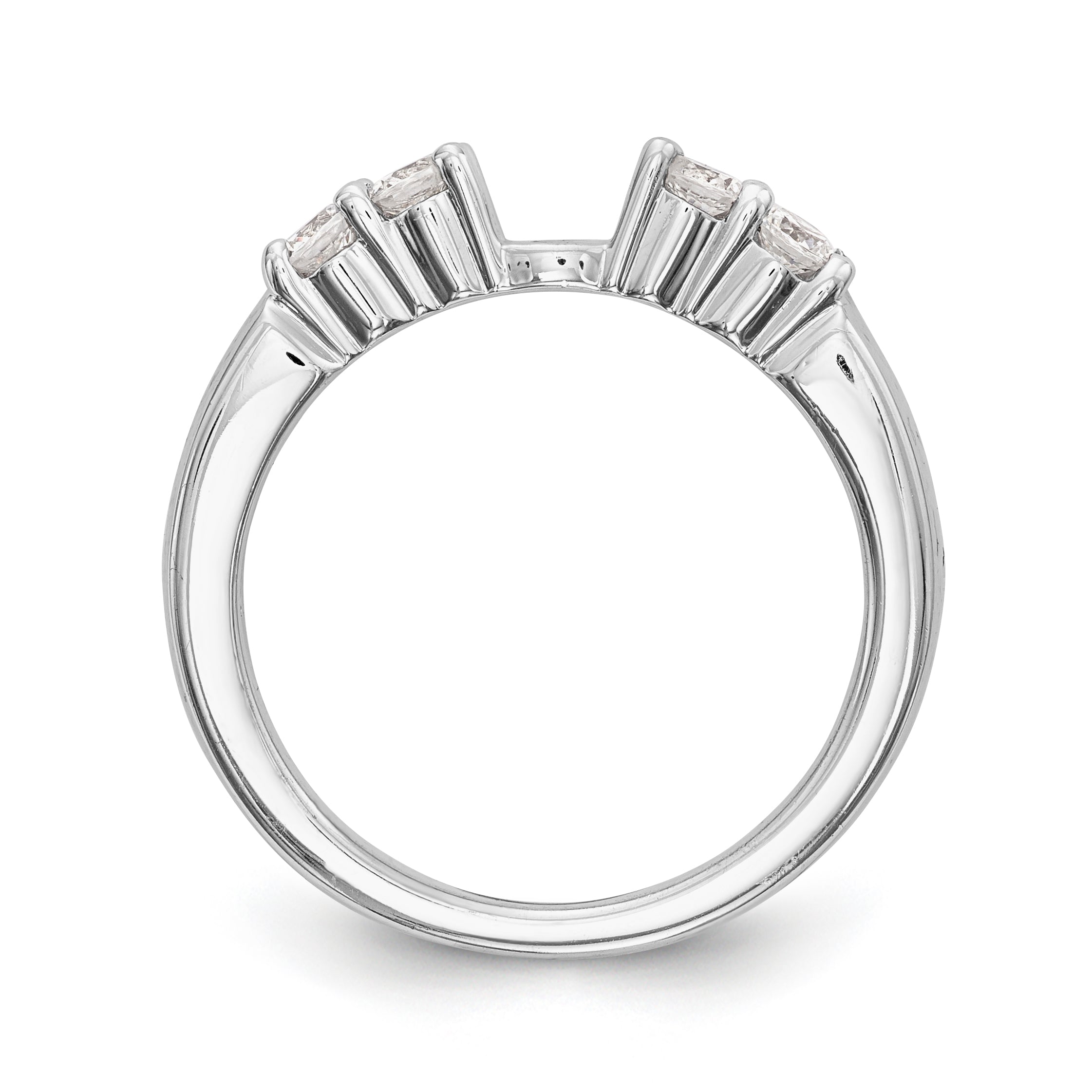 14K White Gold Diamond Peg Set CZ Engagement Ring