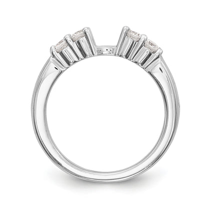 14K White Gold Diamond Peg Set CZ Engagement Ring