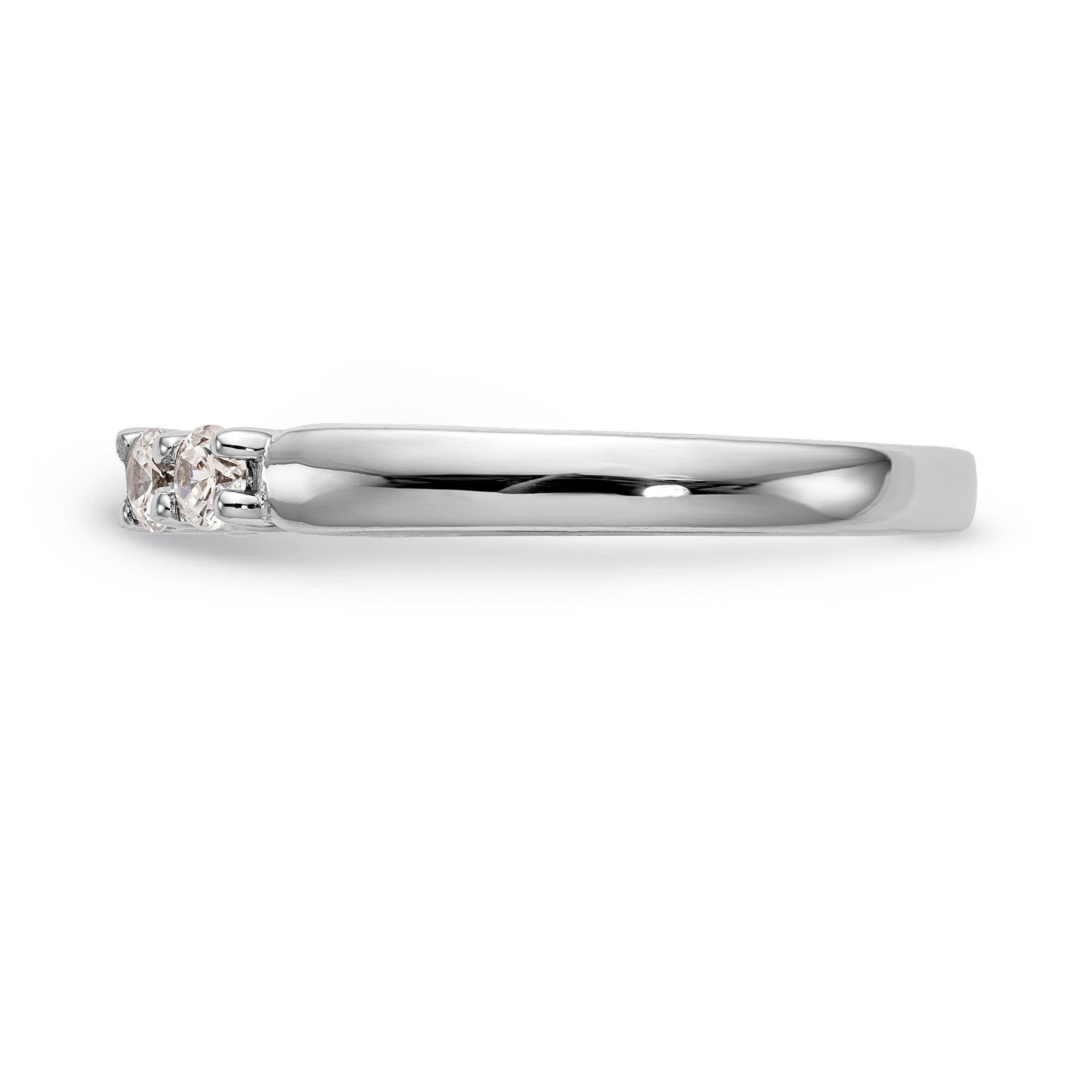 14K White Gold Diamond Peg Set CZ Engagement Ring